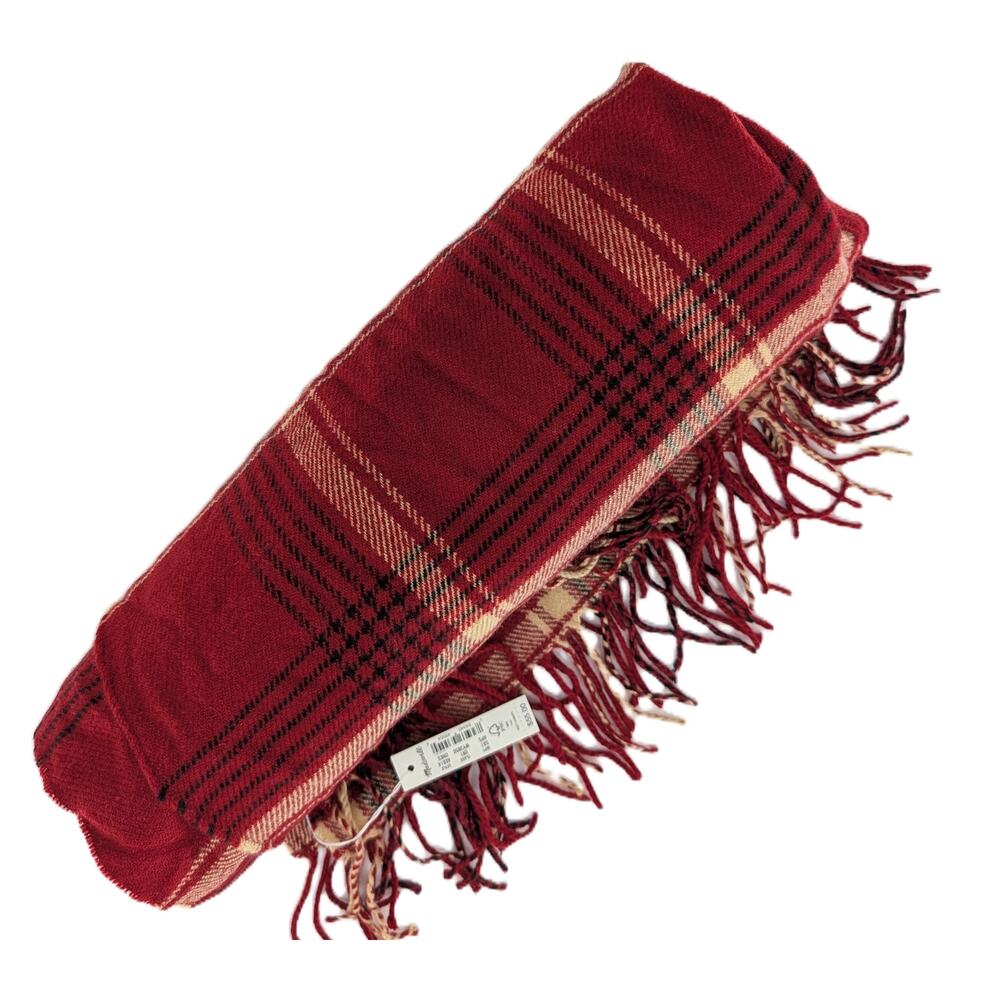 Madewell Red Tartan Plaid Cape Scarf Shawl Ruana - Picture 10 of 12